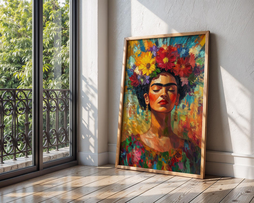 Frida Kahlo Floral Portrait Print | Vibrant Impressionist Wall Art wall art print, modern home decor, unframed artwork by Nomad & Nest