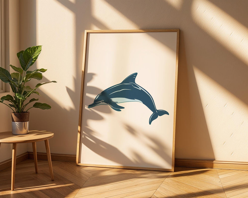 Blue Dolphin Print, Ocean Animal Illustration, Coastal Decor wall art print, modern home decor, unframed artwork by Nomad & Nest