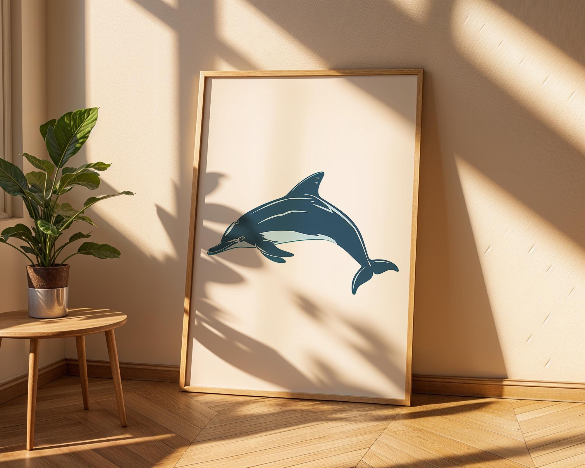 Blue Dolphin Print, Ocean Animal Illustration, Coastal Decor wall art print, modern home decor, unframed artwork by Nomad & Nest