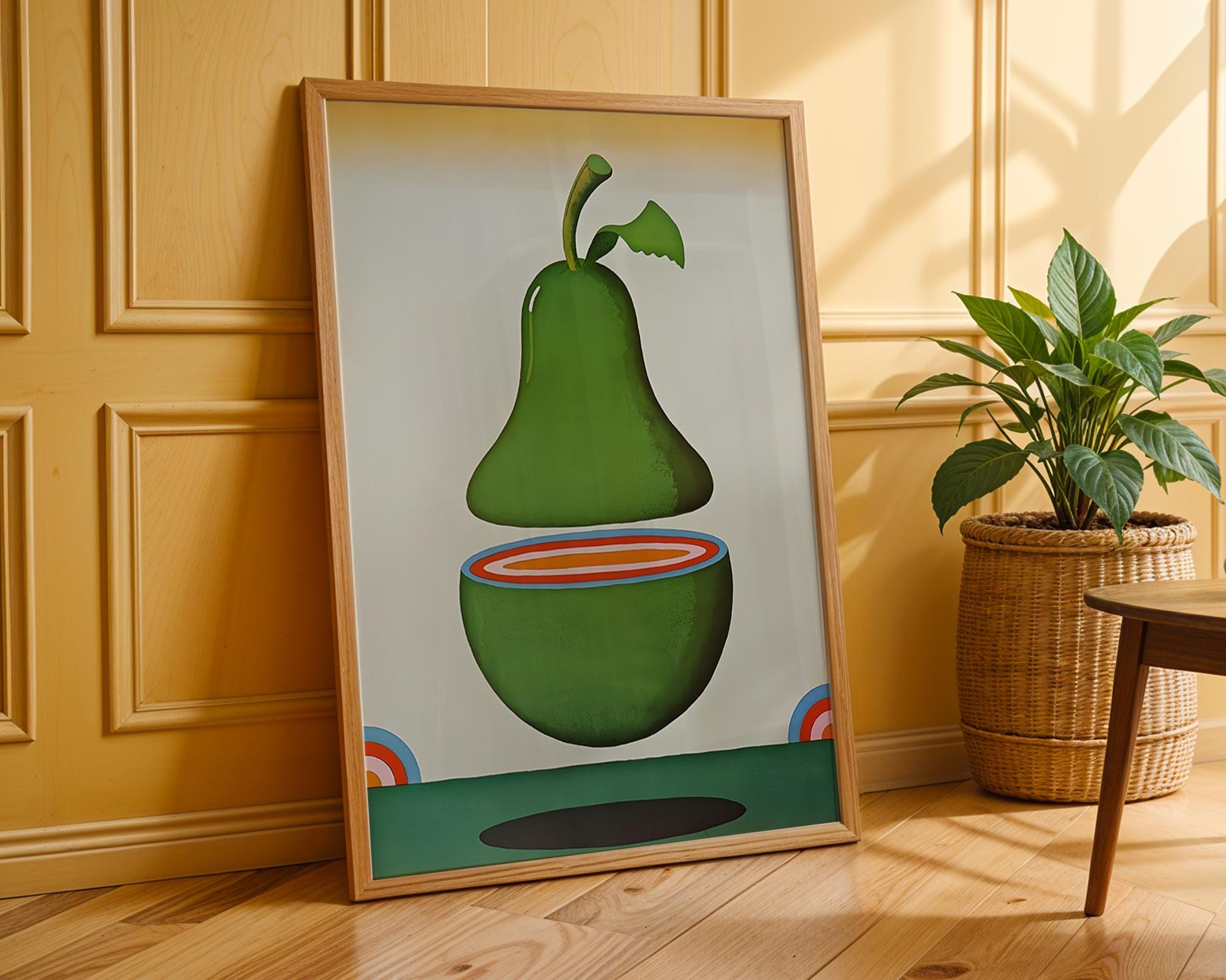 Pop Art Pear Print | Retro Green Fruit, Modern Kitchen Decor wall art print, modern home decor, unframed artwork by Nomad & Nest