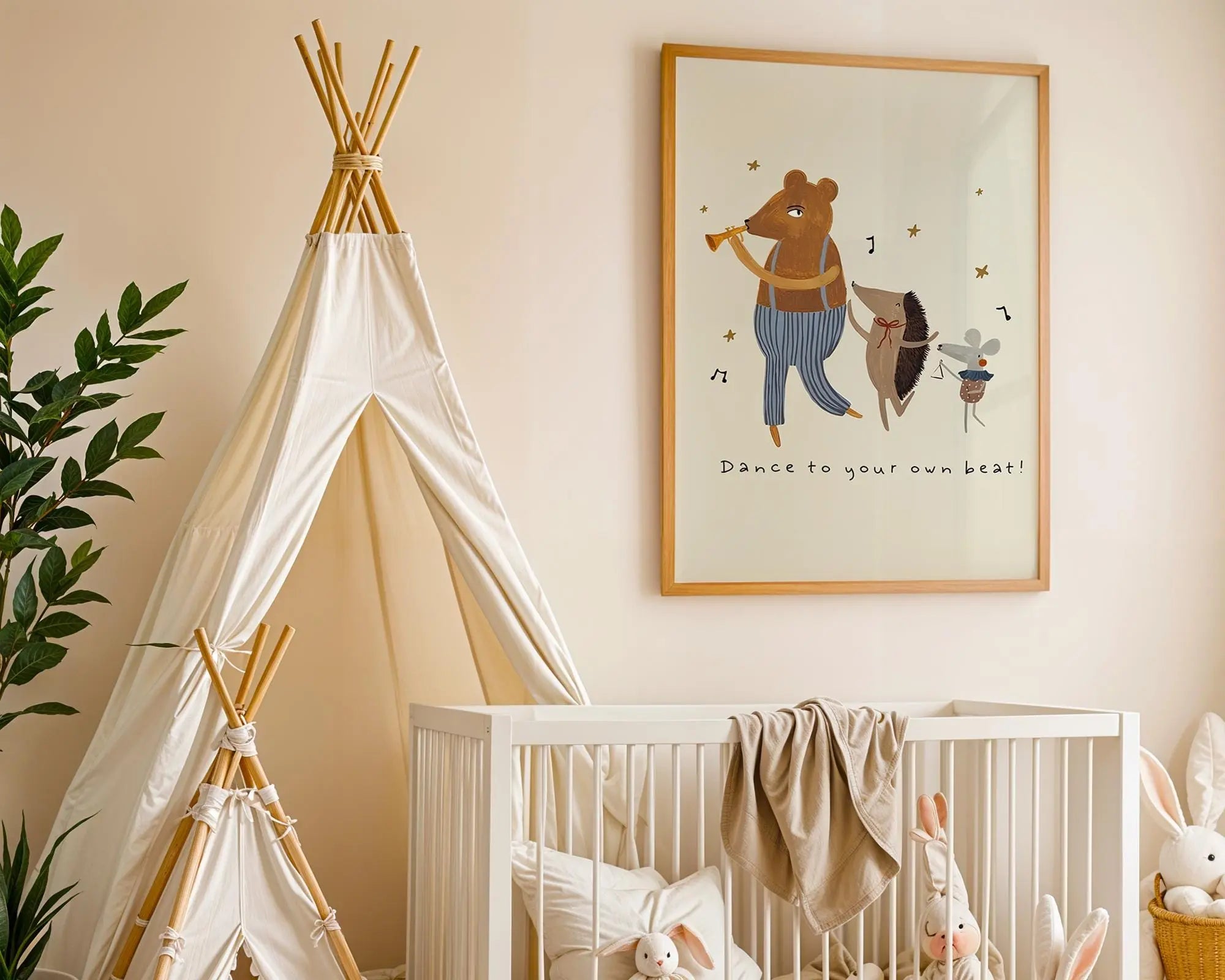 Playroom Ideas | Dance To Your Own Beat Nursery Wall Art Boho Animal Music Print wall art print, modern home decor, unframed artwork by Nomad & Nest