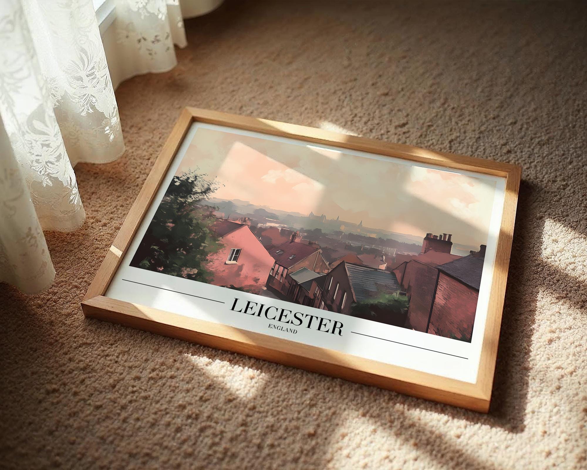 Leicester England Art Print | Sunset Cityscape Wall Decor wall art print, modern home decor, unframed artwork by Nomad & Nest