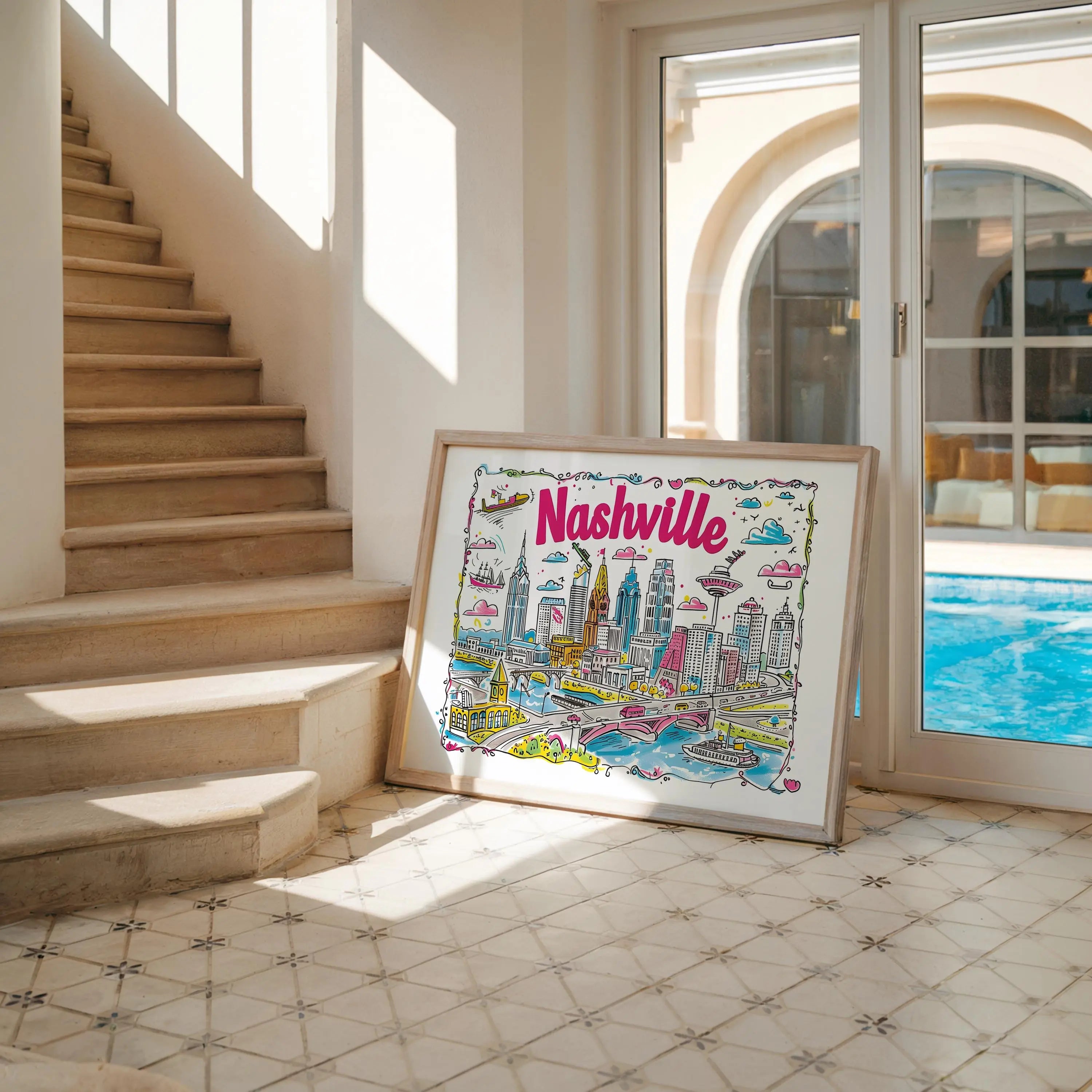 Nashville Cityscape Art Print | Tennessee Travel Poster wall art print, modern home decor, unframed artwork by Nomad & Nest