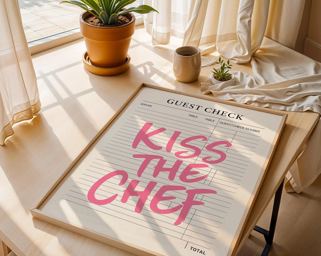 Kiss The Chef Print | Retro Restaurant Wall Art wall art print, modern home decor, unframed artwork by Nomad & Nest