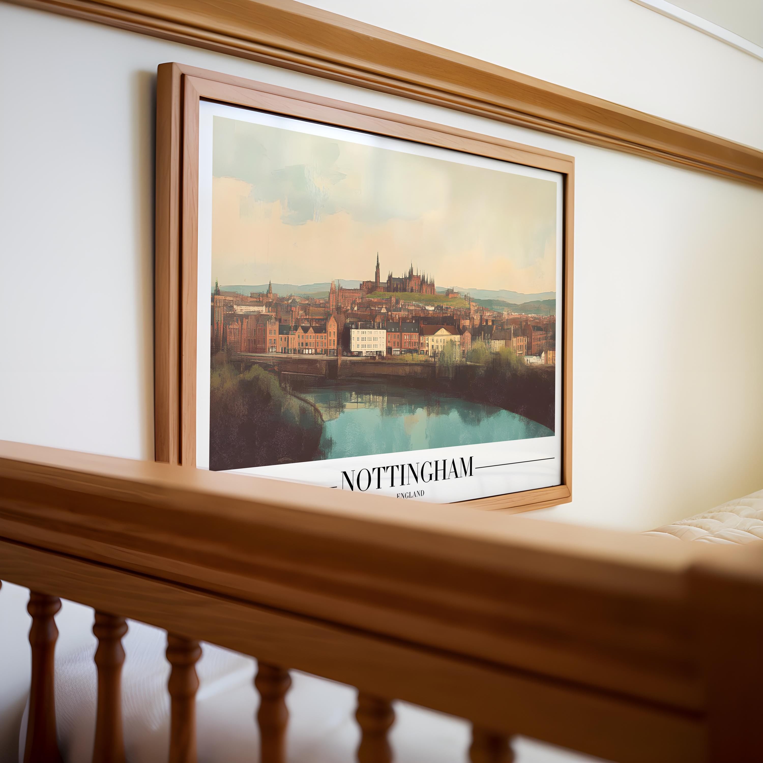 Nottingham England Skyline Art Print | UK Travel Poster wall art print, modern home decor, unframed artwork by Nomad & Nest