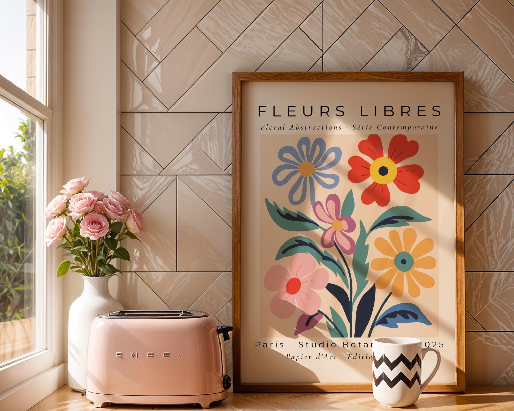 Retro French Floral Art Print | Colorful Botanical Wall Decor wall art print, modern home decor, unframed artwork by Nomad & Nest