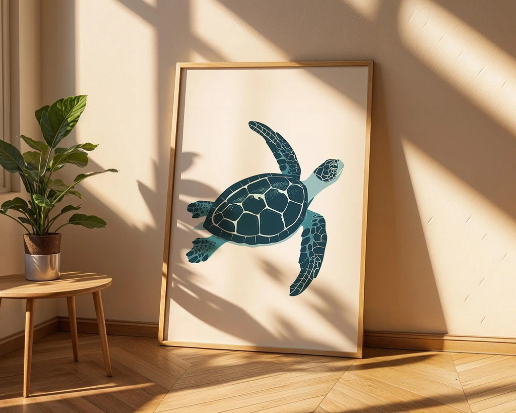 Ocean Turtle Art Print | Scandinavian Nursery Coastal Decor wall art print, modern home decor, unframed artwork by Nomad & Nest