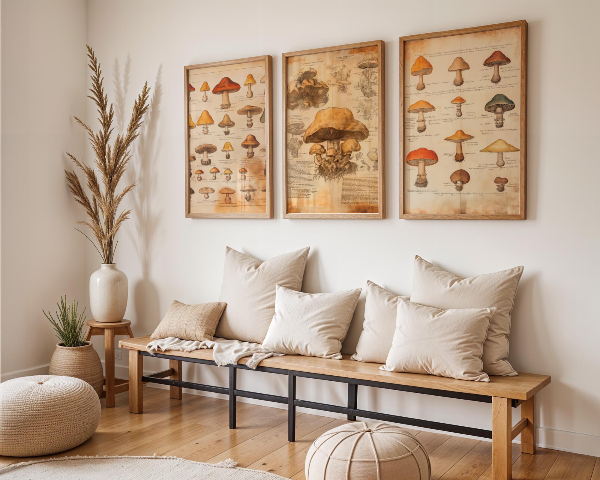 Vintage Mushroom Print Set – Antique Fungi Botanical Wall Art wall art print, modern home decor, unframed artwork by Nomad & Nest