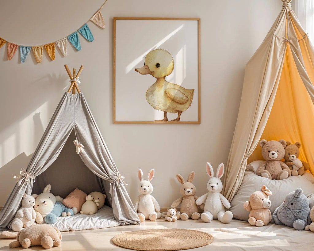 Playroom Ideas | Duckling Nursery Wall Art | Farm Animal Baby Print wall art print, modern home decor, unframed artwork by Nomad & Nest