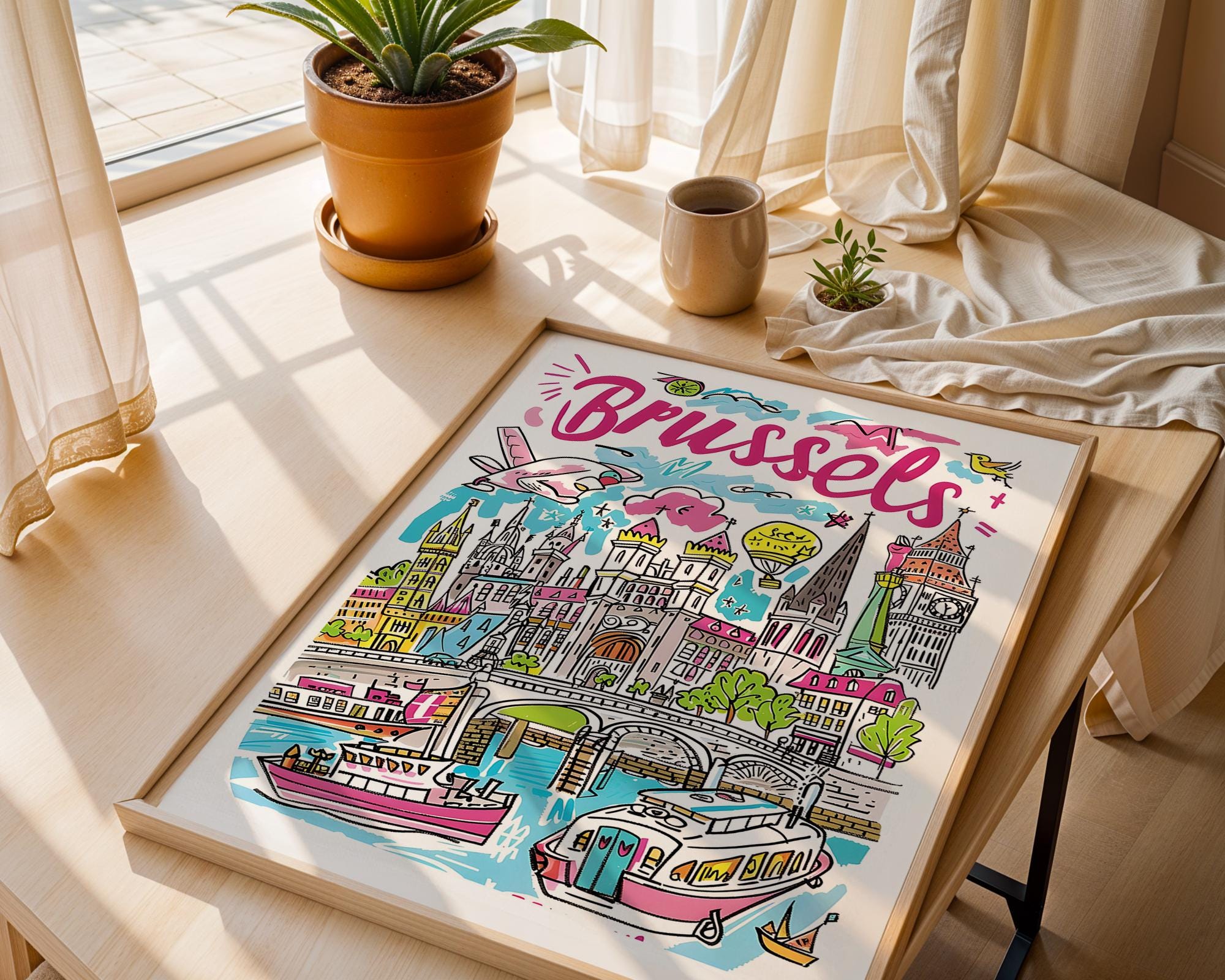 Brussels Travel Poster | Colorful Belgium City Art Print wall art print, modern home decor, unframed artwork by Nomad & Nest