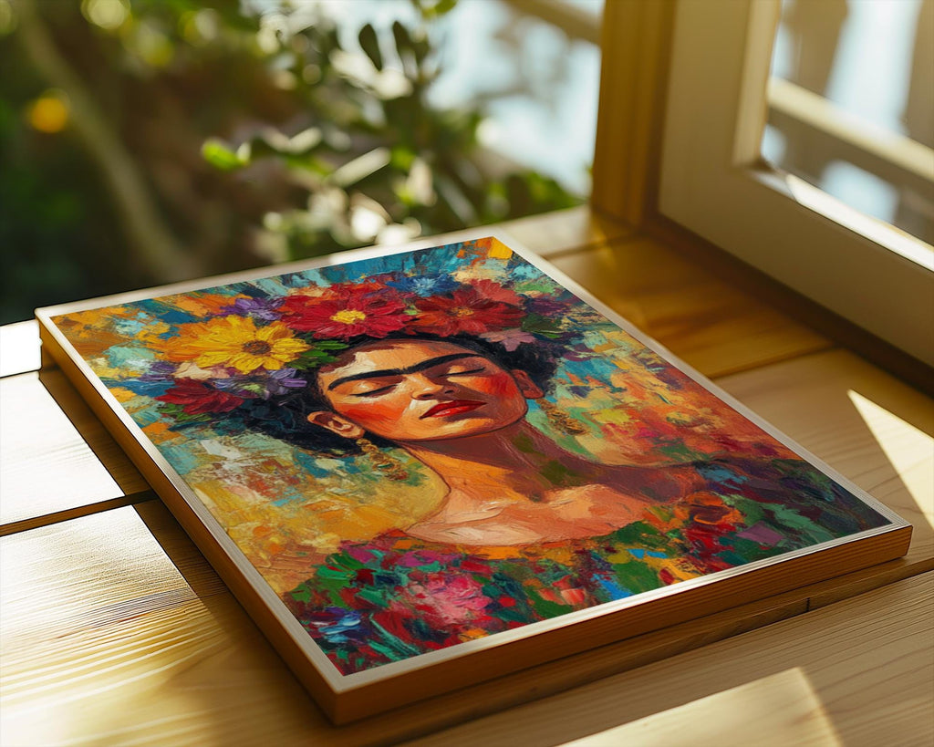 Frida Kahlo Floral Portrait Print | Vibrant Impressionist Wall Art wall art print, modern home decor, unframed artwork by Nomad & Nest