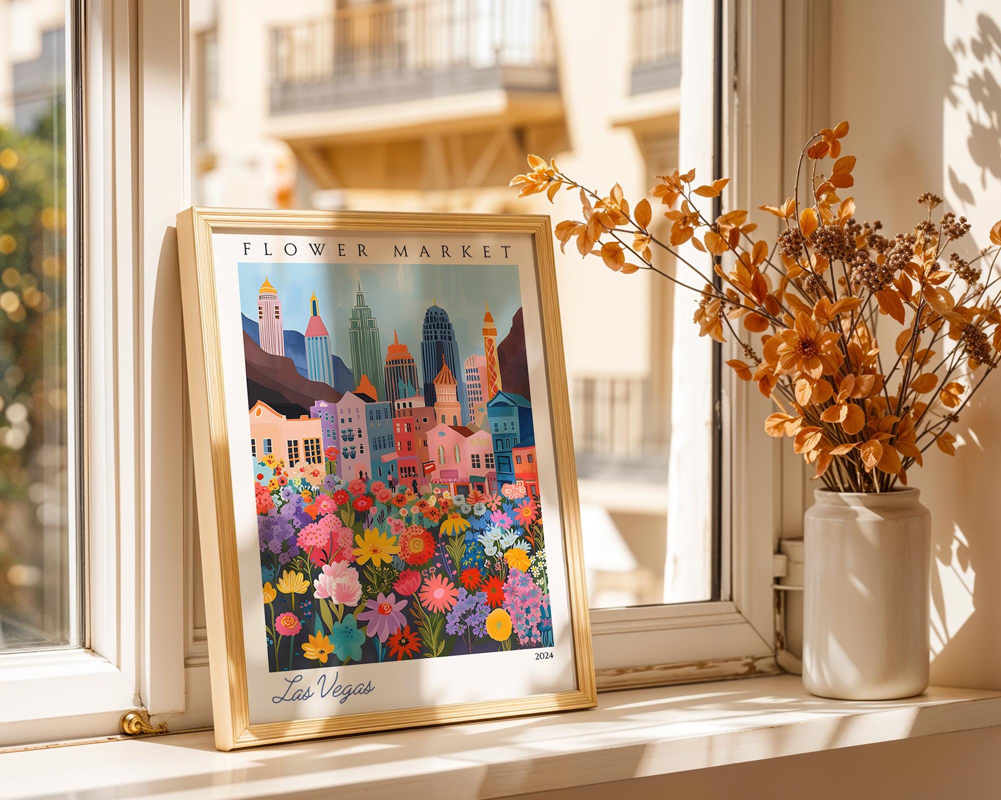 Las Vegas Flower Market Print | Vintage Nevada Travel Poster wall art print, modern home decor, unframed artwork by Nomad & Nest