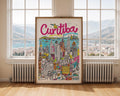 Curitiba Brazil Travel Poster | Colorful Cityscape Wall Art wall art print, modern home decor, unframed artwork by Nomad & Nest