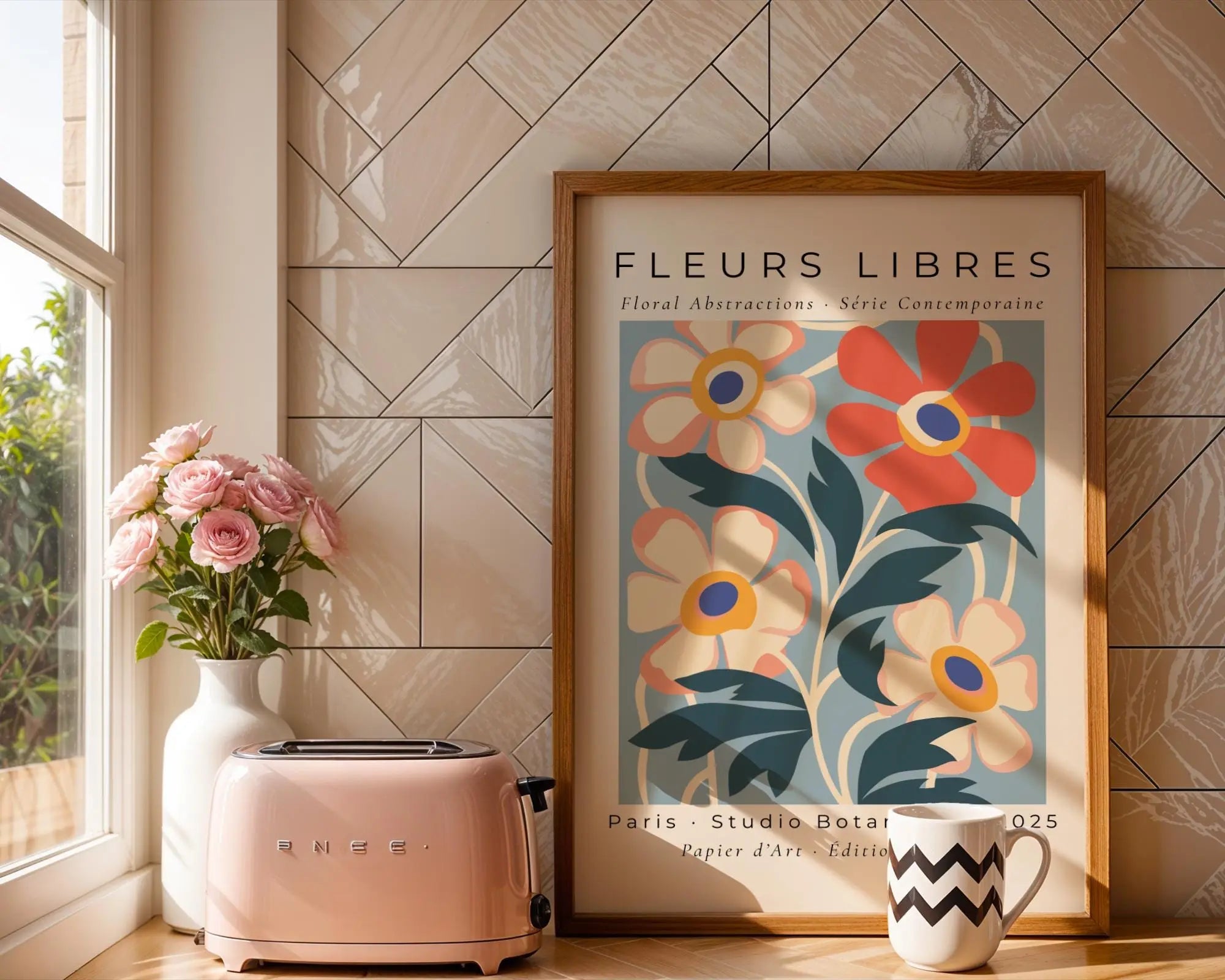 Mid Century Floral Art Print | Parisian Abstract Flowers wall art print, modern home decor, unframed artwork by Nomad & Nest