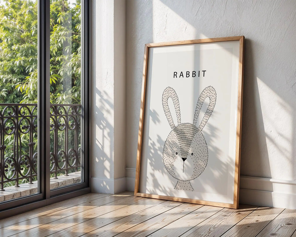 Rabbit Nursery Art Print | Scandinavian Kids Room Decor wall art print, modern home decor, unframed artwork by Nomad & Nest