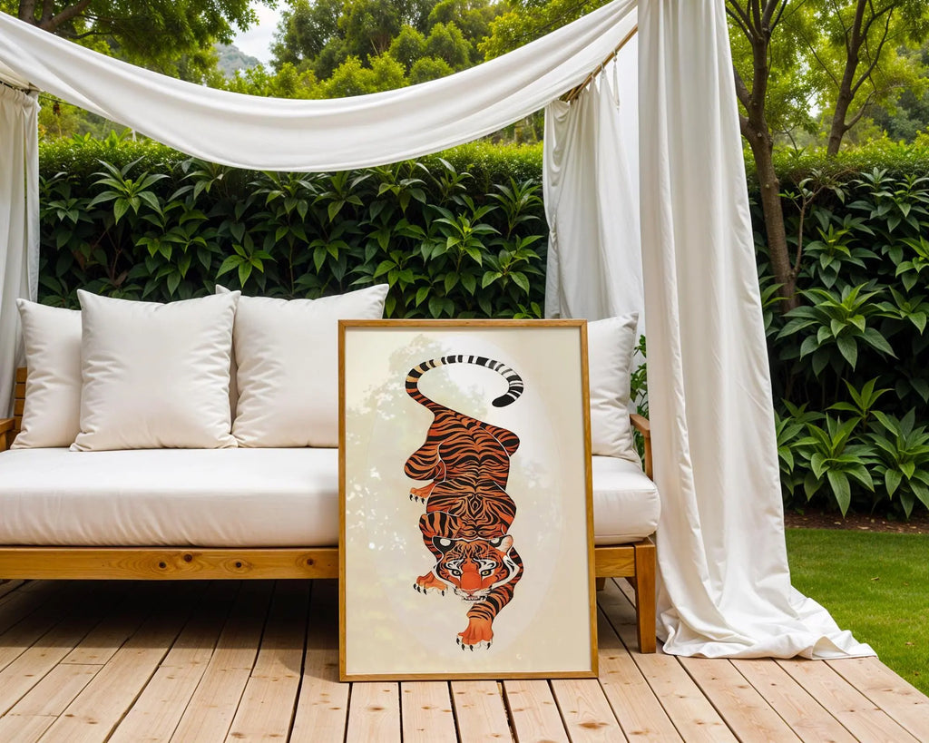 Japanese Tiger Art Print | Vintage Tattoo Style Animal Poster wall art print, modern home decor, unframed artwork by Nomad & Nest
