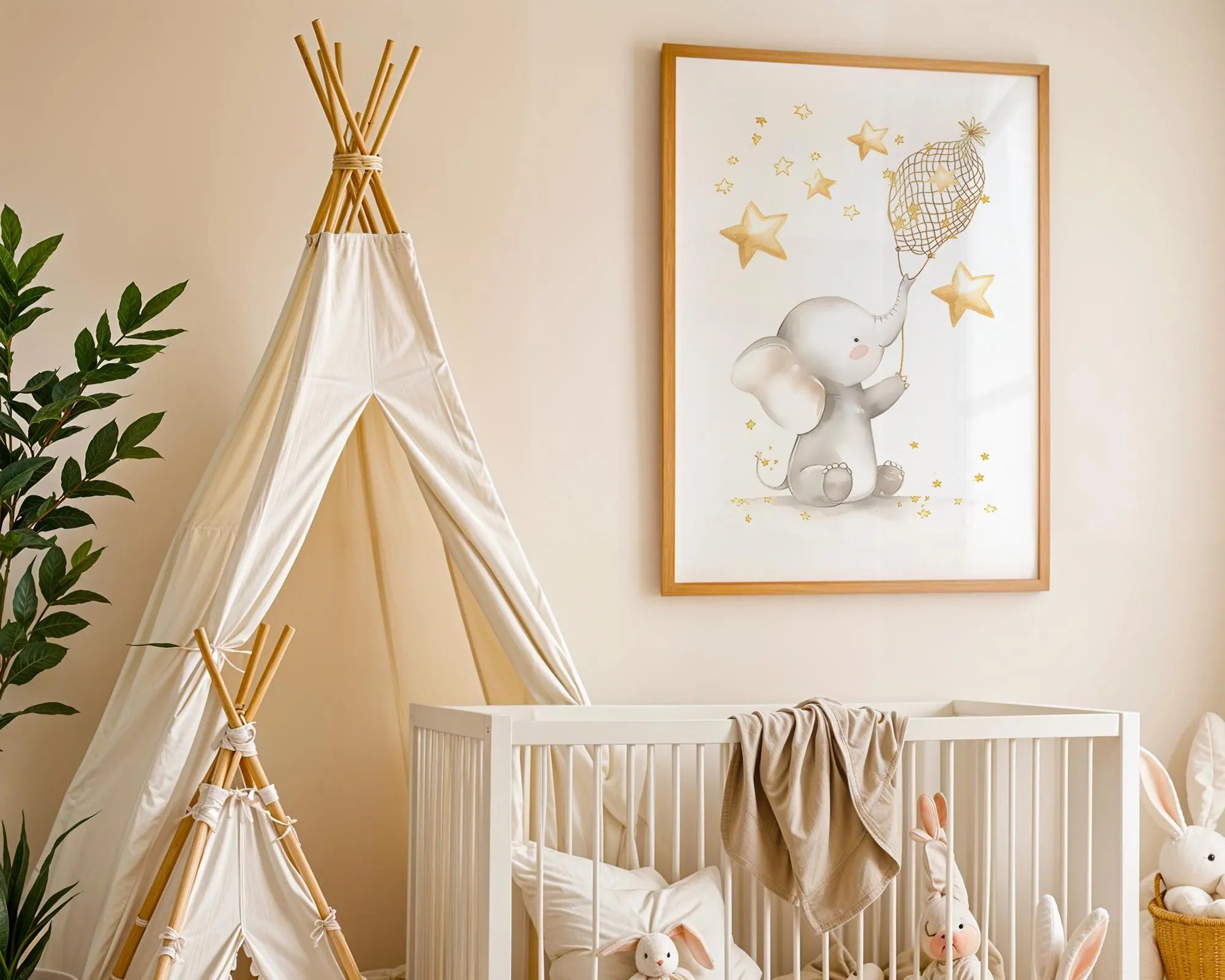 Playroom Ideas | Elephant Stars Nursery Wall Art | Neutral Safari Baby Print wall art print, modern home decor, unframed artwork by Nomad & Nest