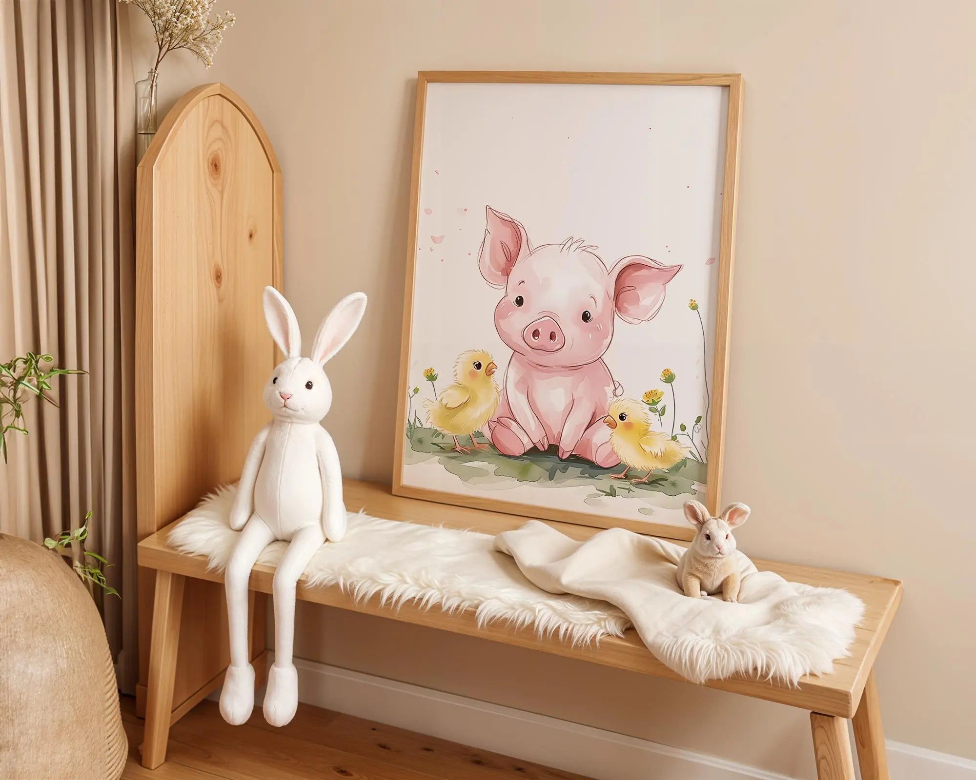 Playroom Ideas | Pig Nursery Wall Art | Farm Animal Baby Illustration wall art print, modern home decor, unframed artwork by Nomad & Nest