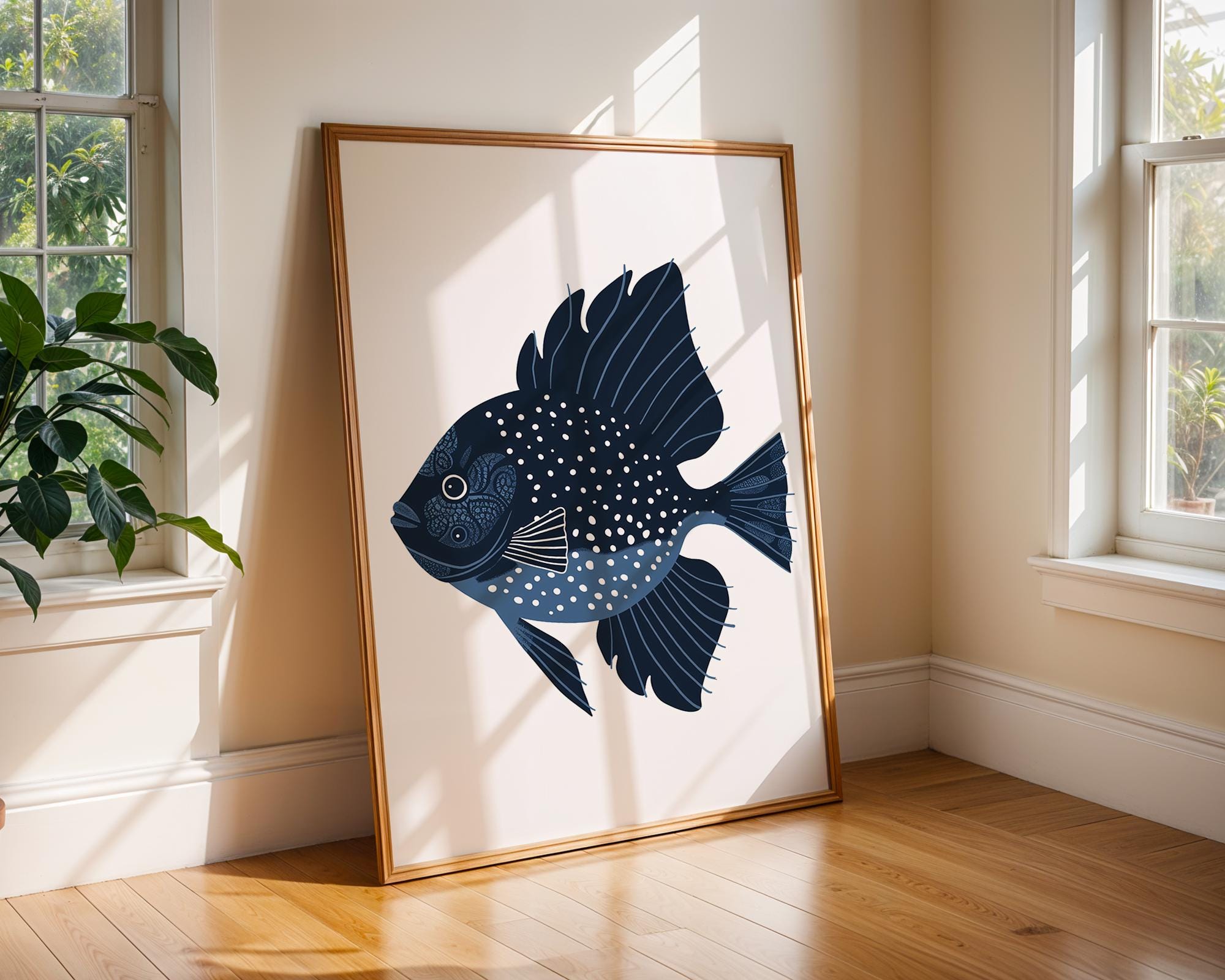 Modern Fish Wall Art Print | Scandinavian Aquatic Decor wall art print, modern home decor, unframed artwork by Nomad & Nest