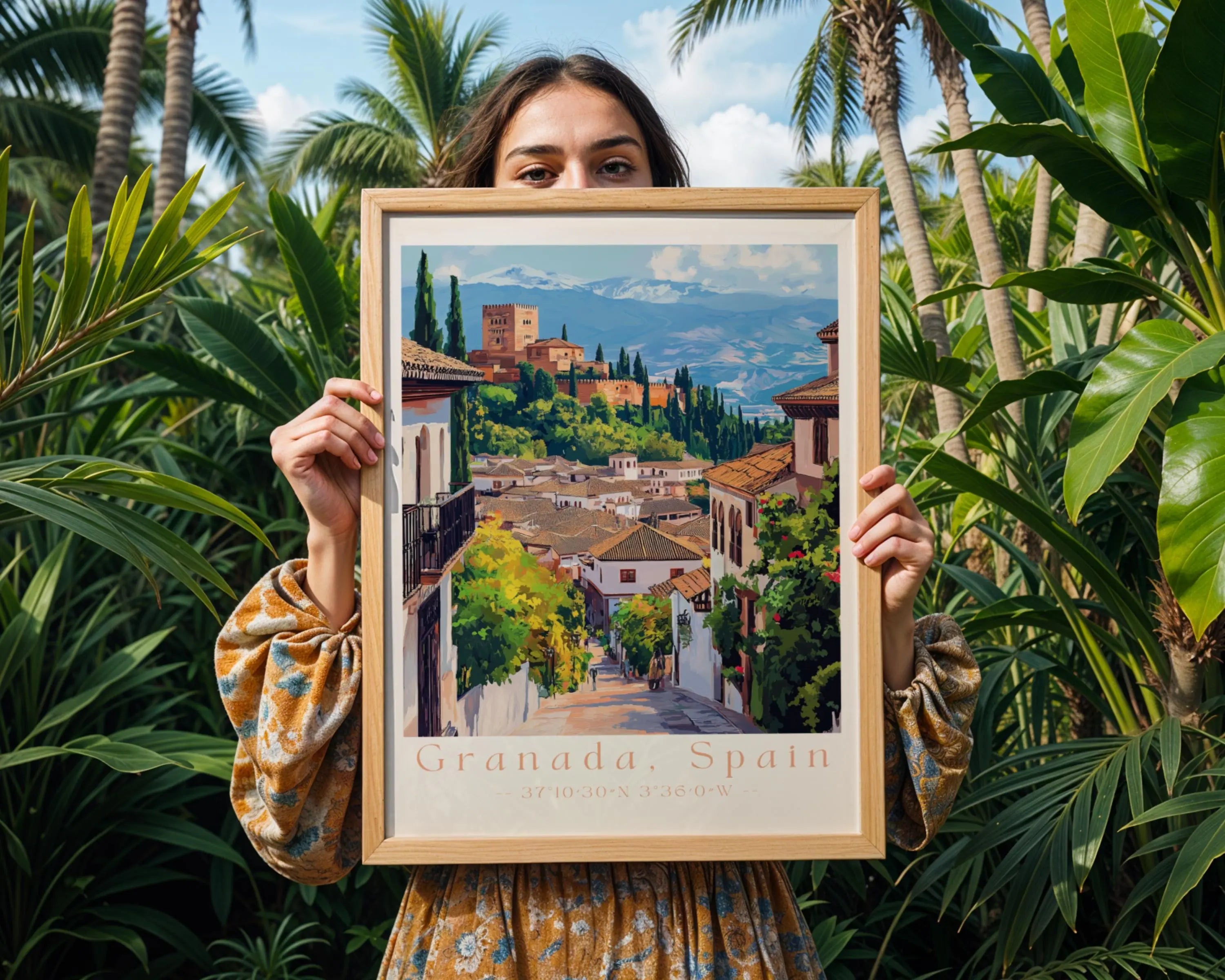 Alhambra Castle Art Print – Granada Spain Travel Poster wall art print, modern home decor, unframed artwork by Nomad & Nest