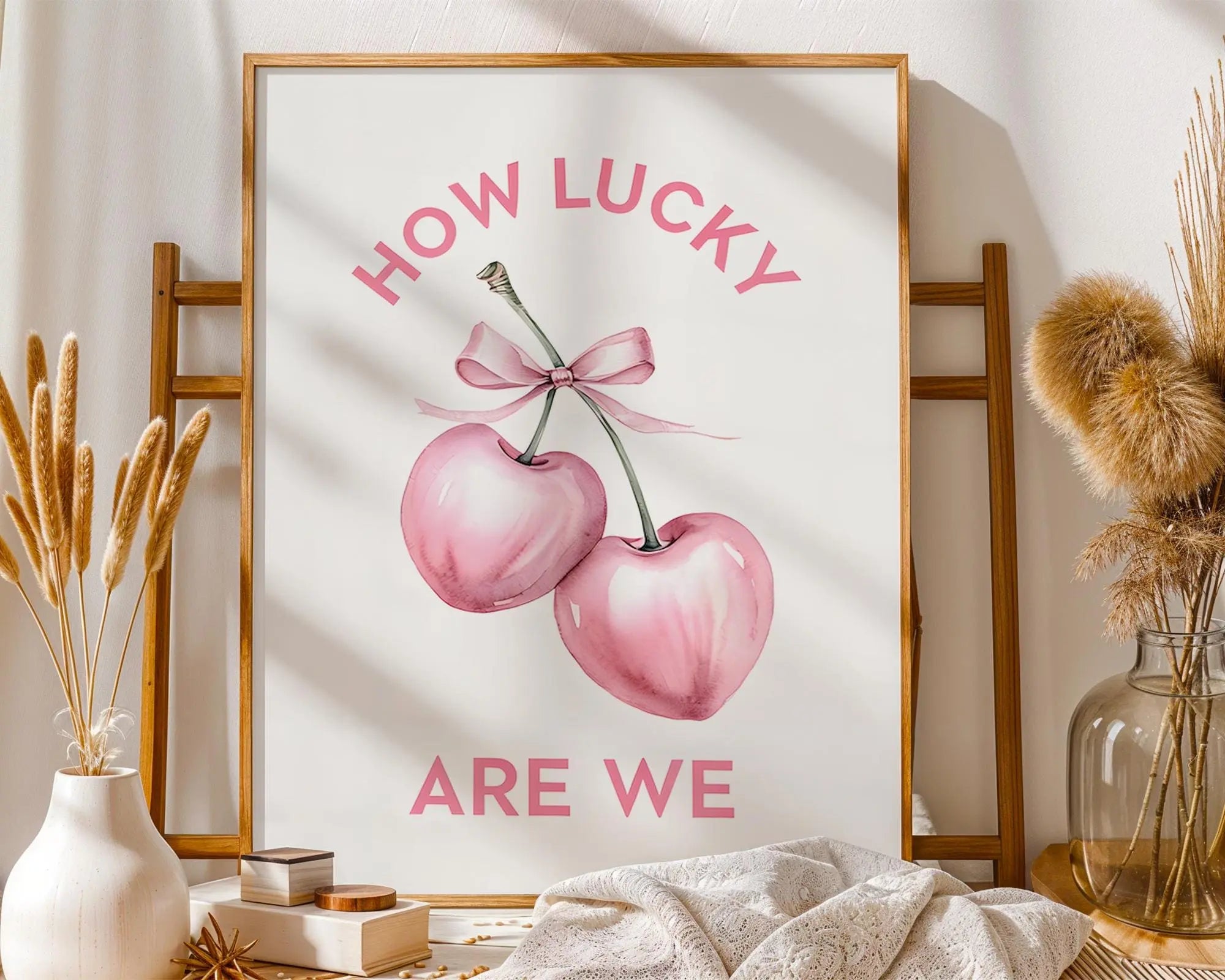 Pink Cherry Love Quote Art Print – Romantic Typography Wall Decor wall art print, modern home decor, unframed artwork by Nomad & Nest
