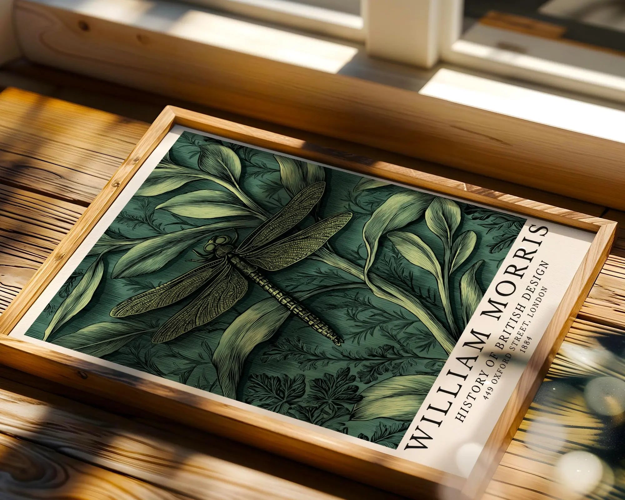William Morris Print Dragonfly Botanical  | Vintage Arts & Crafts Wall Art wall art print, modern home decor, unframed artwork by Nomad & Nest
