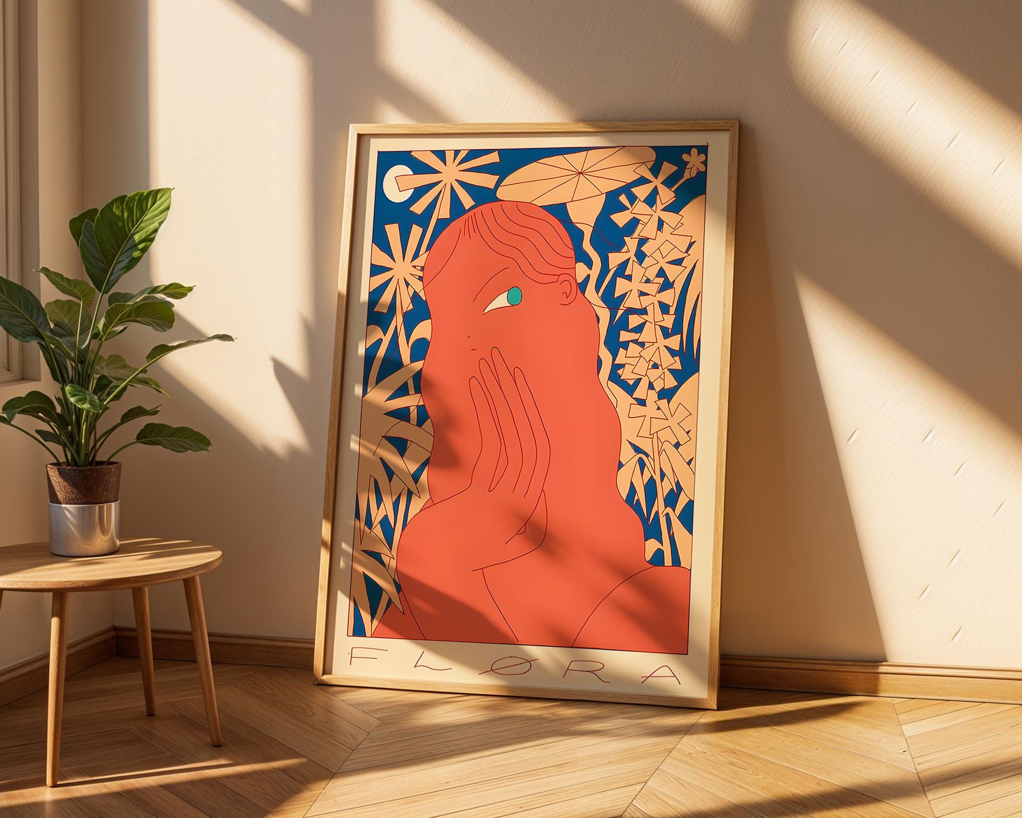 Flora Abstract Art Print | Scandinavian Botanical Line Art wall art print, modern home decor, unframed artwork by Nomad & Nest