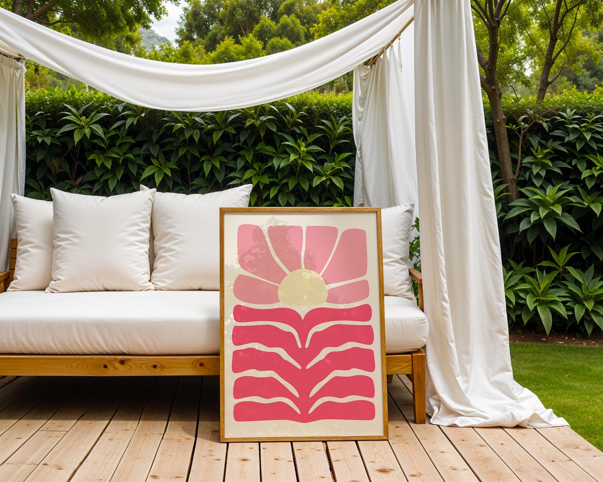 Abstract Pink Flower Print | Mid Century Modern Sunset Poster wall art print, modern home decor, unframed artwork by Nomad & Nest