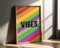 Modern Pop Art | Rainbow Stripe 'VIBES'  Print | Bold  Typography wall art print, modern home decor, unframed artwork by Nomad & Nest