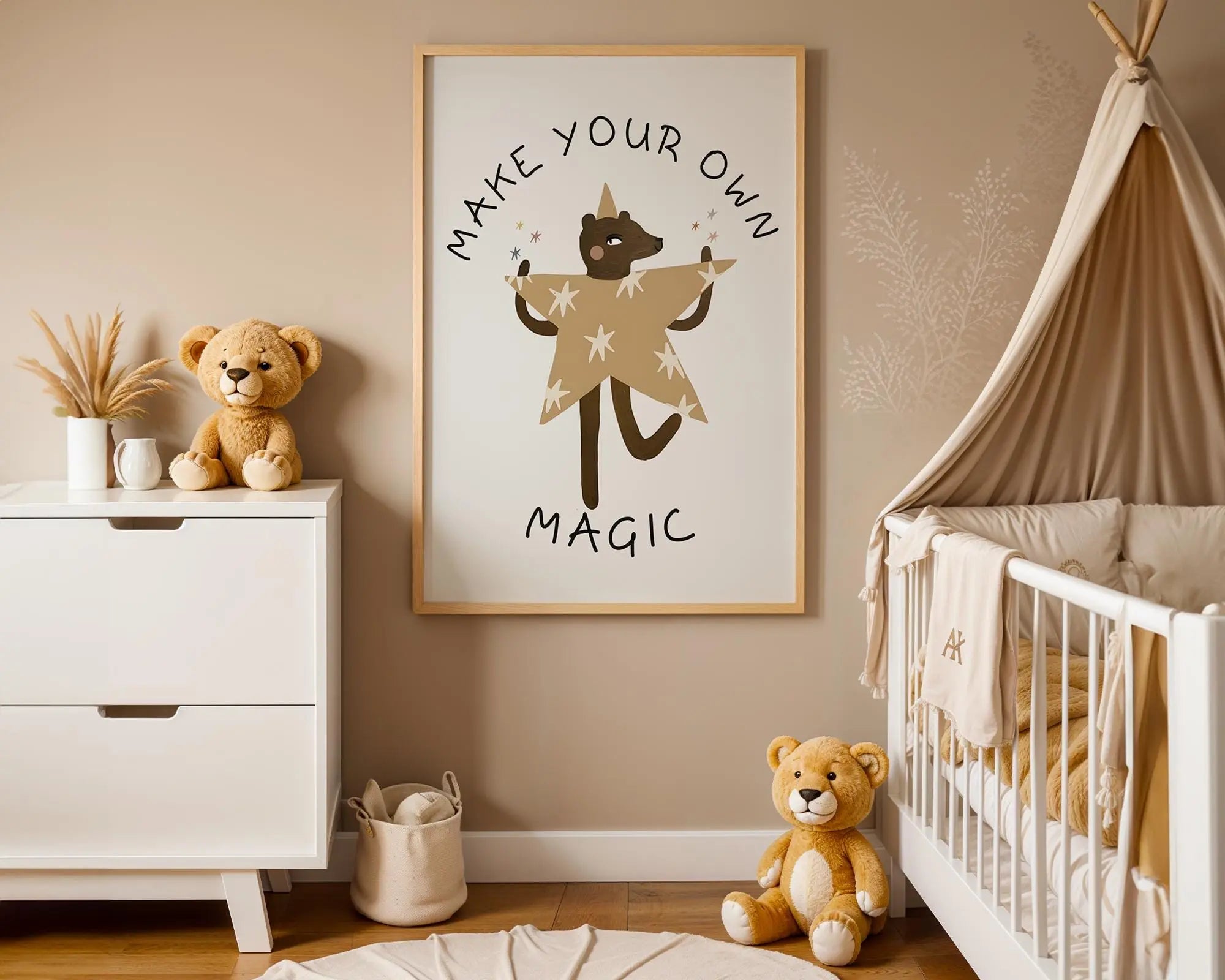 Playroom Ideas | Make Your Own Magic Nursery Wall Art | Star Bear Boho Print wall art print, modern home decor, unframed artwork by Nomad & Nest