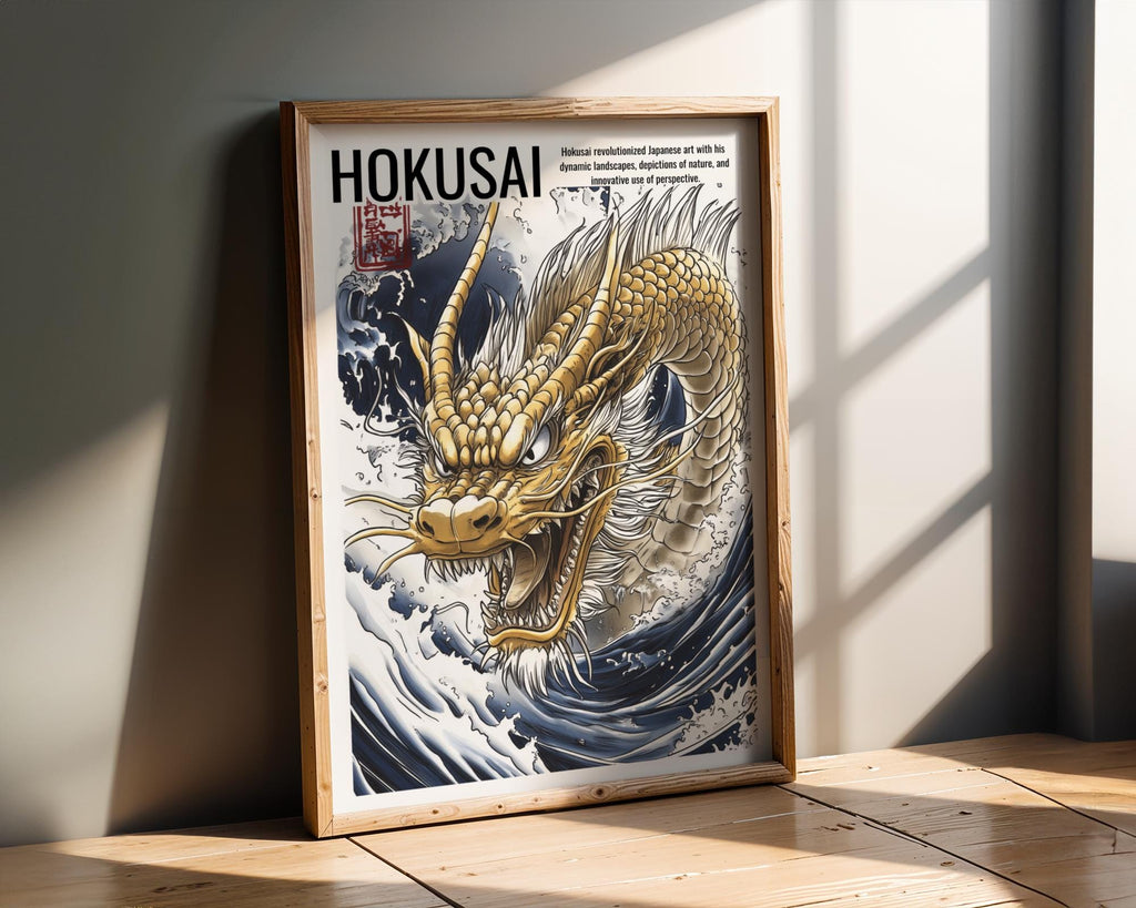 Japanese Poster | Dragon Art Print – Hokusai Style Ink Wash Painting wall art print, modern home decor, unframed artwork by Nomad & Nest