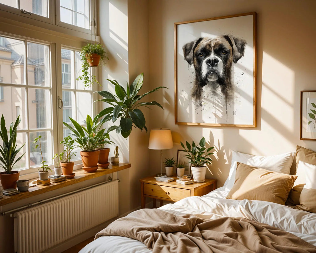 Boxer Dog Watercolor Portrait | Modern Pet Wall Art Print wall art print, modern home decor, unframed artwork by Nomad & Nest