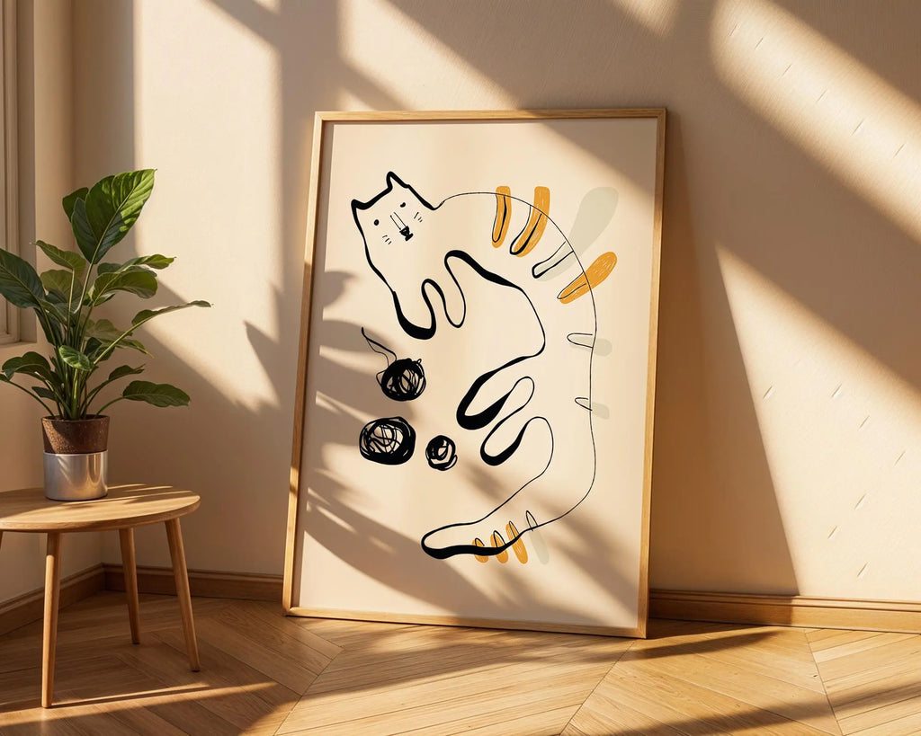 Abstract Cat Line Art Print | Minimalist Feline Illustration wall art print, modern home decor, unframed artwork by Nomad & Nest