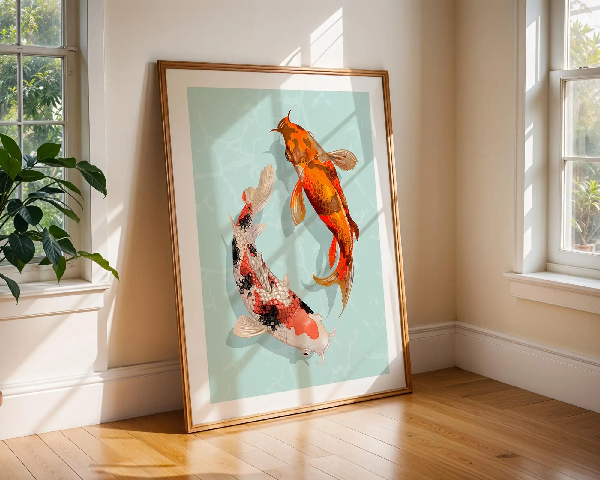 Koi Fish Wall Art Print | Japanese Zen Illustration wall art print, modern home decor, unframed artwork by Nomad & Nest