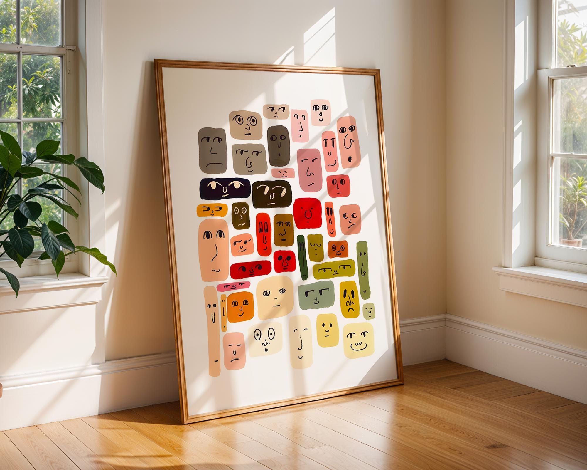 Abstract Faces Art Print | Colorful Modern Wall Art wall art print, modern home decor, unframed artwork by Nomad & Nest