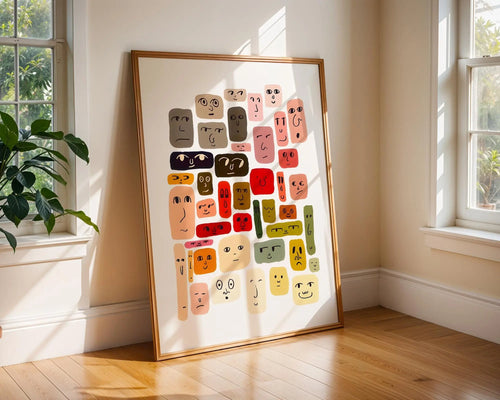 Abstract Faces Art Print | Colorful Modern Wall Art wall art print, modern home decor, unframed artwork by Nomad & Nest