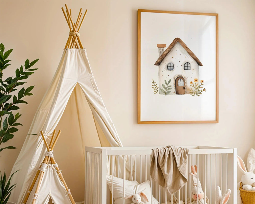 Playroom Ideas | Storybook Cottage Nursery Wall Art | Whimsical Home Print wall art print, modern home decor, unframed artwork by Nomad & Nest