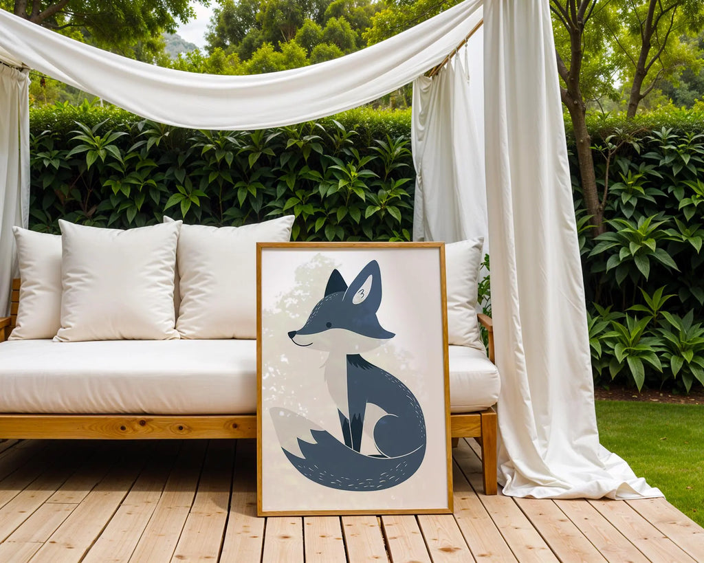 Blue Fox Nursery Print, Scandinavian Woodland Animal Poster wall art print, modern home decor, unframed artwork by Nomad & Nest