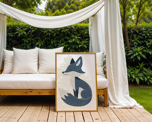 Blue Fox Nursery Print, Scandinavian Woodland Animal Poster wall art print, modern home decor, unframed artwork by Nomad & Nest