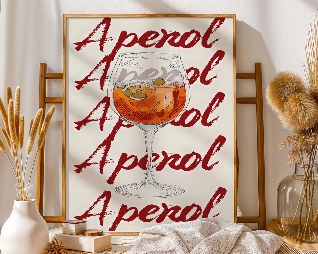 Aperol Spritz Art Print | Italian Cocktail Illustration wall art print, modern home decor, unframed artwork by Nomad & Nest