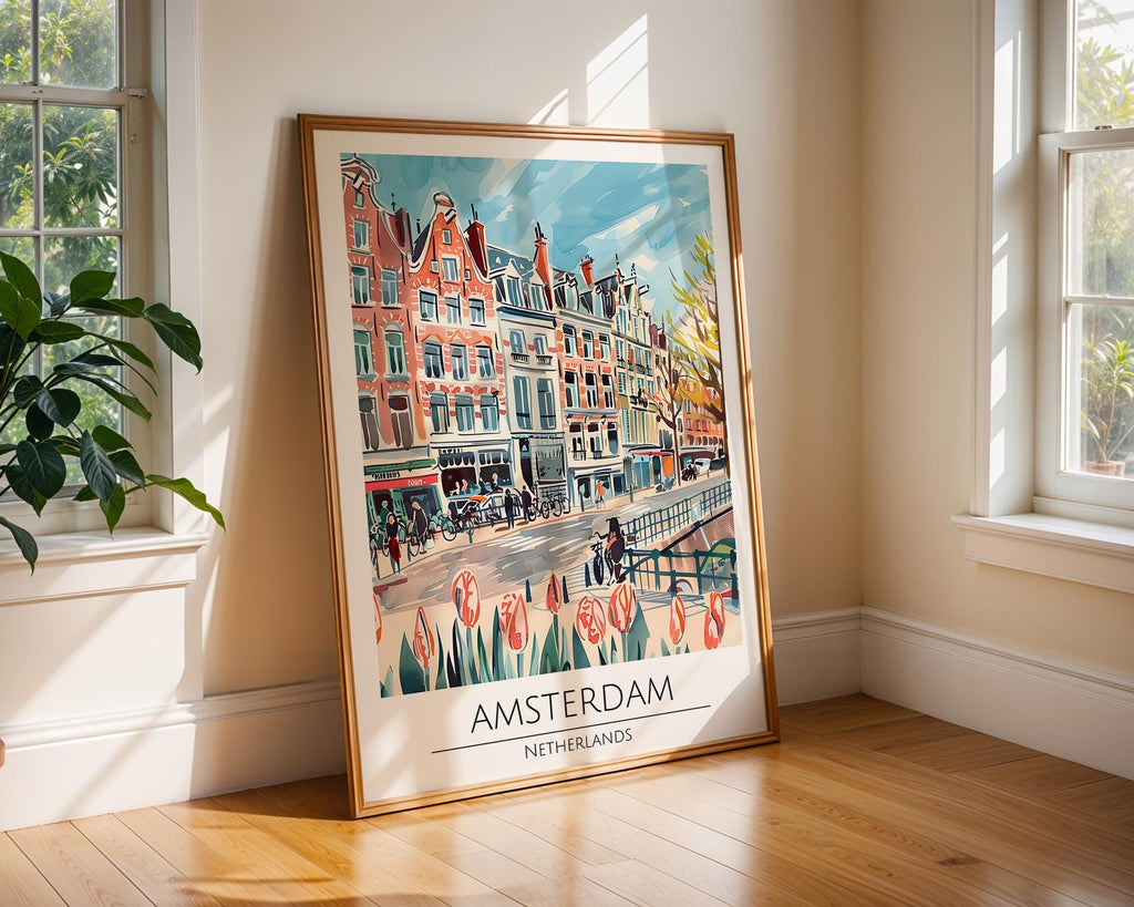 Amsterdam Canal Watercolor Print | Netherlands Travel Poster wall art print, modern home decor, unframed artwork by Nomad & Nest