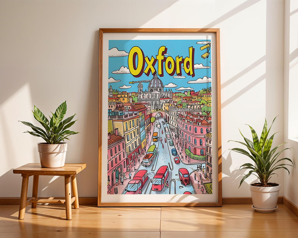 Oxford England Art Print | Colorful Cityscape Illustration wall art print, modern home decor, unframed artwork by Nomad & Nest