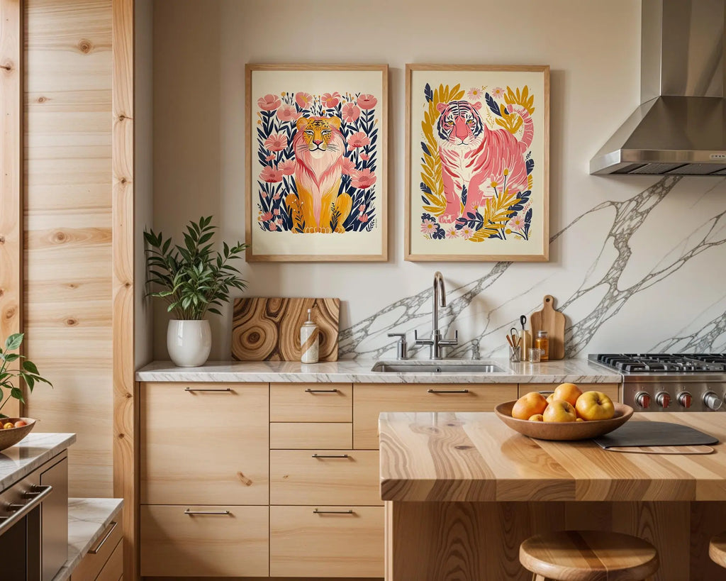 Colourful Prints | Jungle Tiger Print • Tropical Wall Art Duo wall art print, modern home decor, unframed artwork by Nomad & Nest