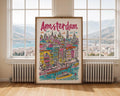 Amsterdam Art Print | Colorful Canal Houses, Netherlands Travel Poster wall art print, modern home decor, unframed artwork by Nomad & Nest