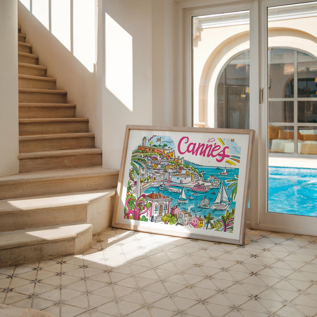 Cannes France Travel Poster | French Riviera Coastal Art Print wall art print, modern home decor, unframed artwork by Nomad & Nest