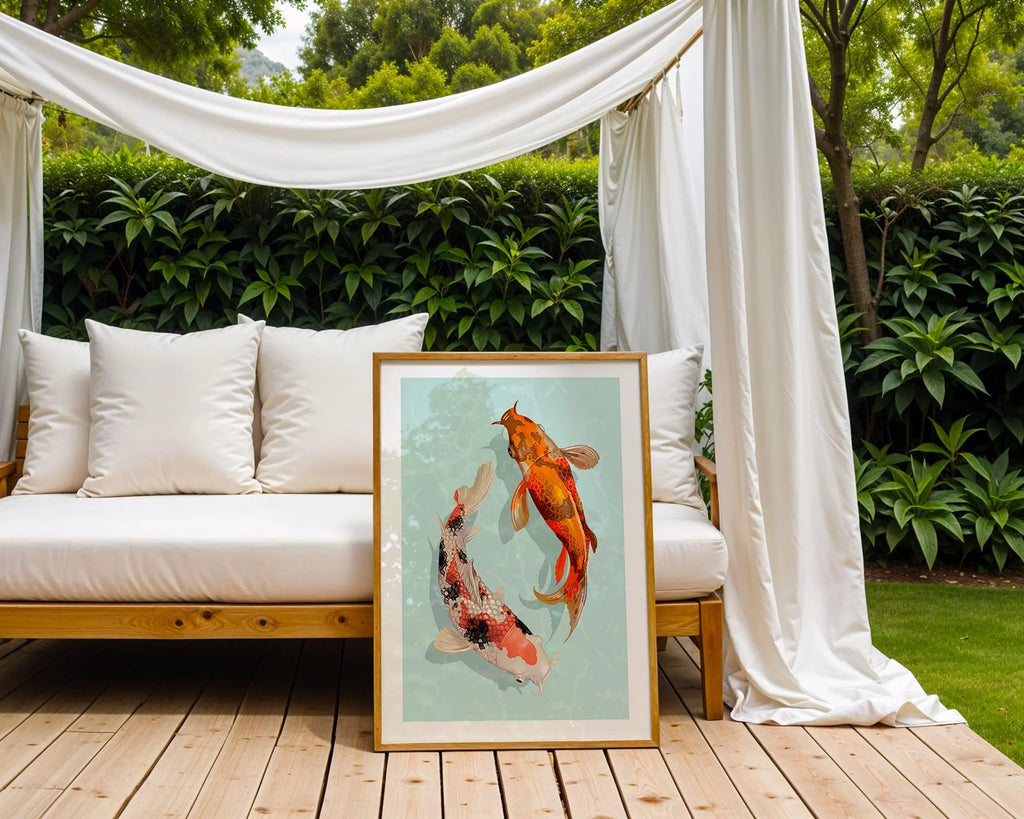 Koi Fish Wall Art Print | Japanese Zen Illustration wall art print, modern home decor, unframed artwork by Nomad & Nest