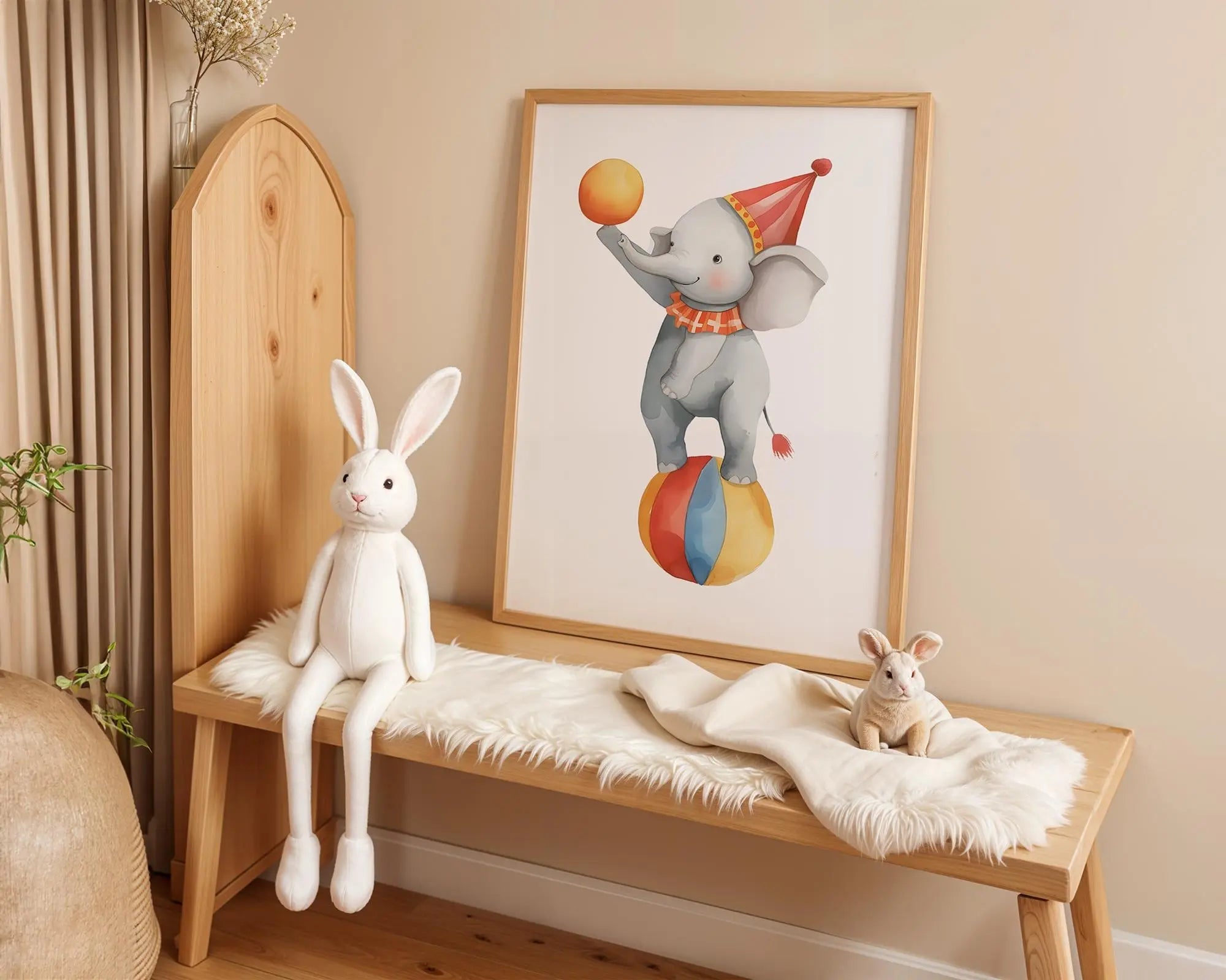 Playroom Ideas | Circus Elephant Nursery Wall Art | Vintage Animal Illustration wall art print, modern home decor, unframed artwork by Nomad & Nest