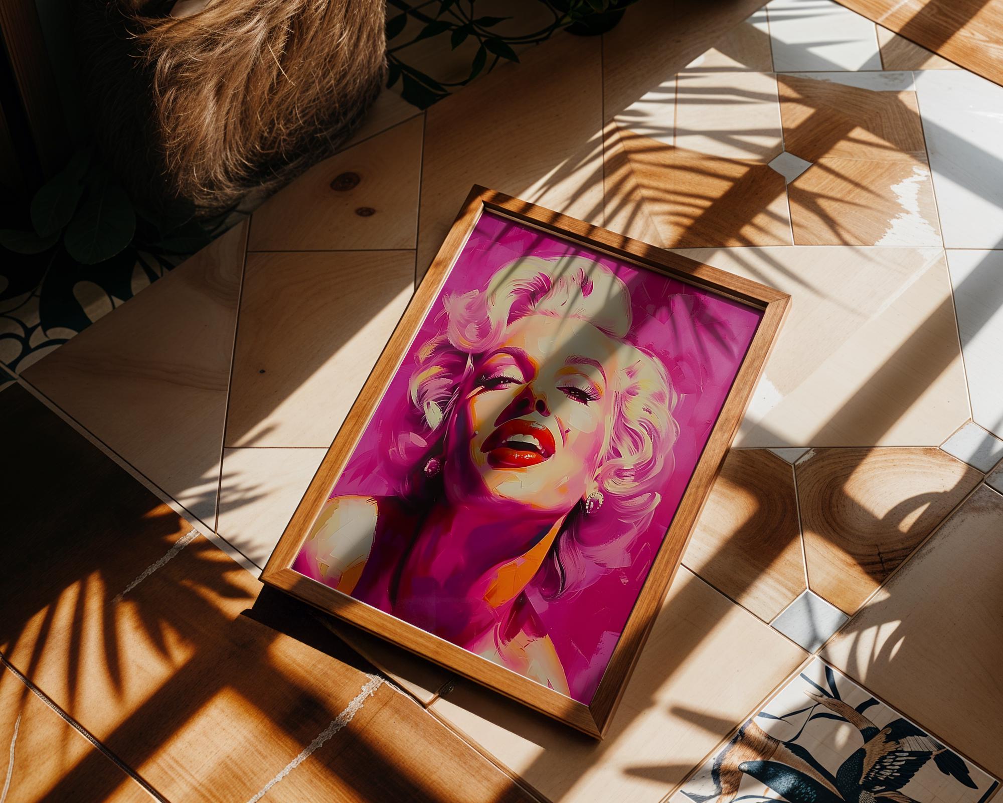 Modern Pop Art | Marilyn Monroe  Print | Glamorous Pink Hollywood Portrait wall art print, modern home decor, unframed artwork by Nomad & Nest