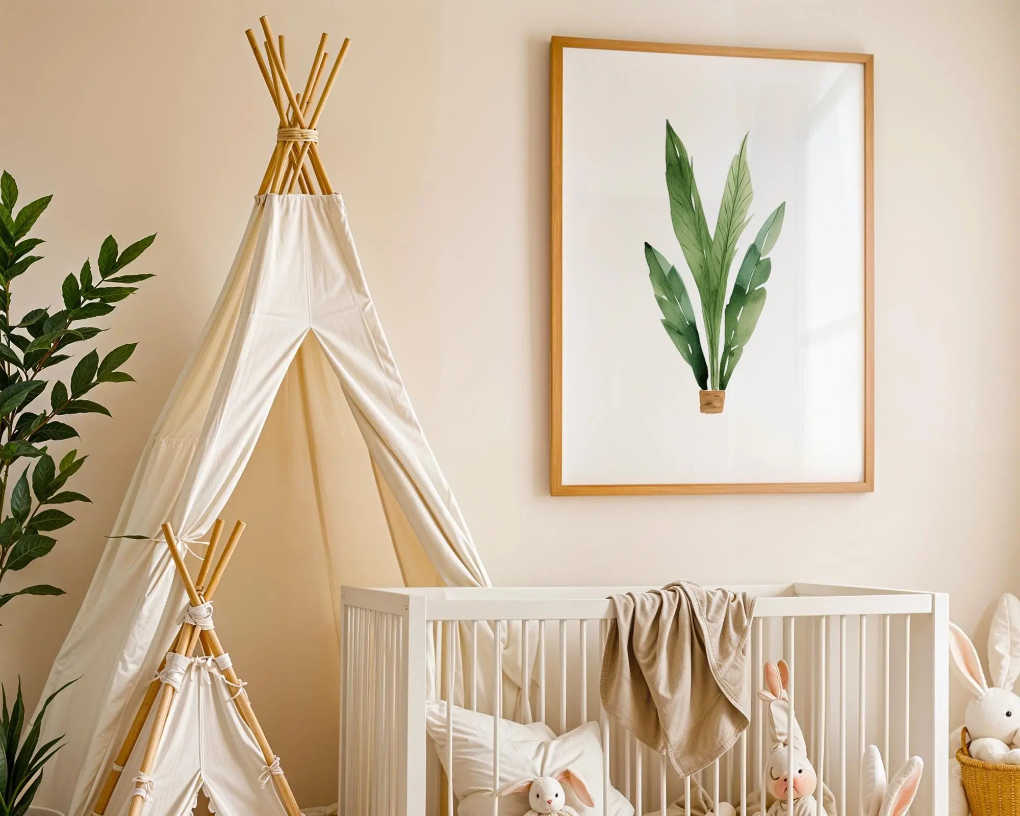 Playroom Ideas | Potted Jungle Leaves Nursery Wall Art Botanical Baby Print wall art print, modern home decor, unframed artwork by Nomad & Nest