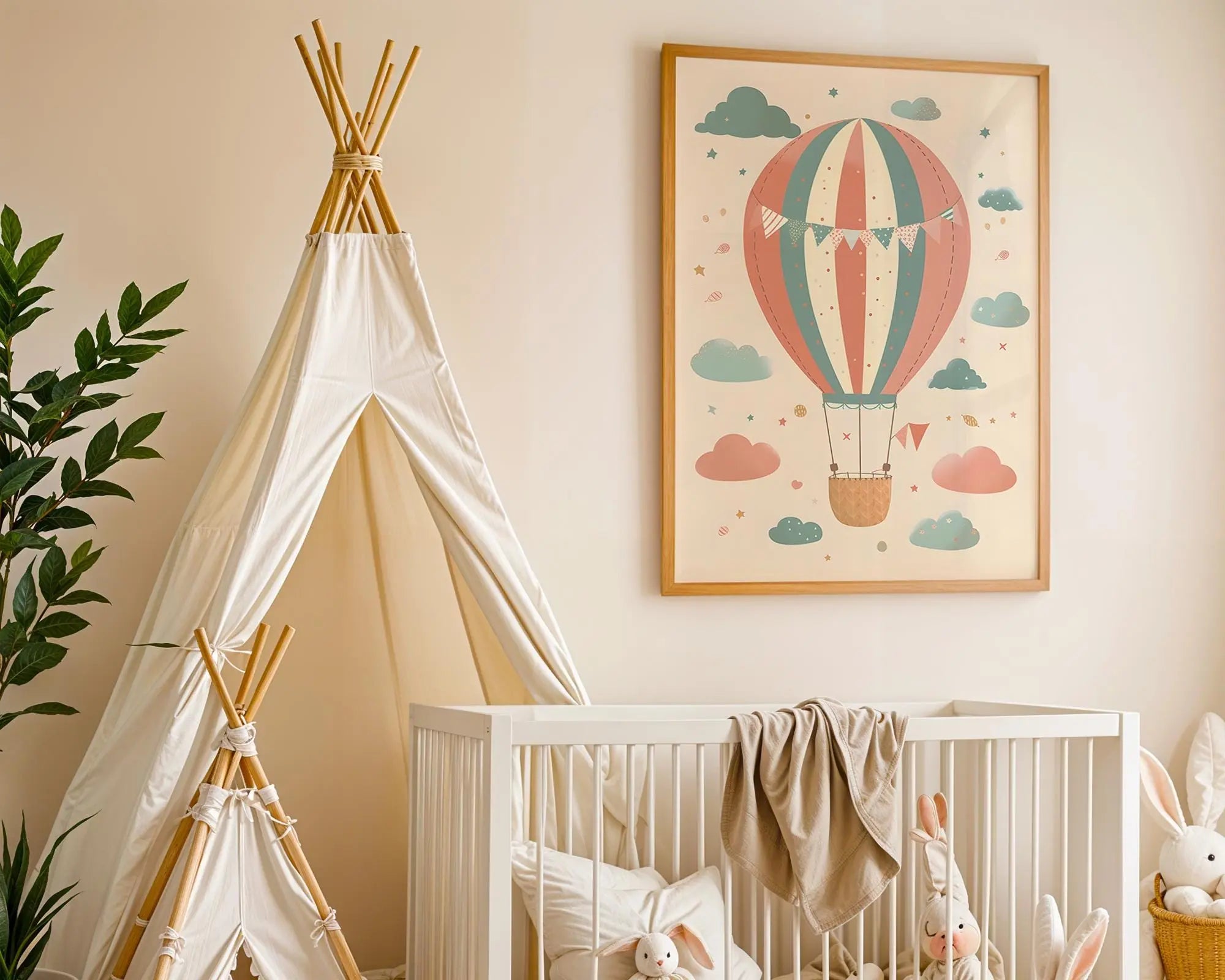Playroom Ideas | Hot Air Balloon Nursery Art | Vintage Sky Wall Print wall art print, modern home decor, unframed artwork by Nomad & Nest